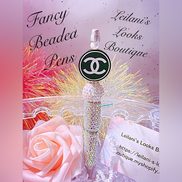 Fancy beaded pen/fancy pen/ silver beads/gifts ideas/rhinestone pen - Picture 1 of 7